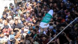 جماهير شمال قطاع غزة تشيّع الشهيد أسامة ادعيج، والذي ارتقى متأثرا برصاص الاحتلال