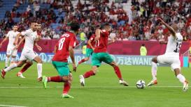 من مباراة المنتخب الفلسطيني أمام المنتخب المغربي في أولى مبارياته بكأس العرب