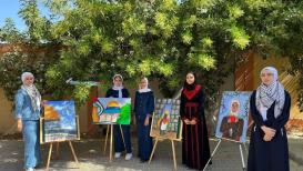 طالبات من غزة تنظمن معرض رسم تضامنا مع المسجد الأقصى وأهل القدس