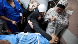 وداع الشهيد مصعب محمد محمود نفل في مجمع فلسطين الطبي بمدينة رام الله