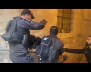 فلسطين - قوات الاحتلال تعتدي على المرابطين والصحفيين في منطقة باب السلسلة